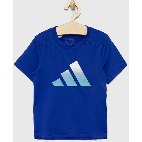 Adidas Dječja majica kratkih rukava B TI TEE boja: tamno plava, s tiskom