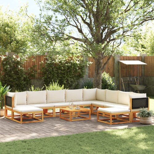 VidaXL 11-dijelni set vrtnih sofa s jastucima masivno bagremovo drvo Slike