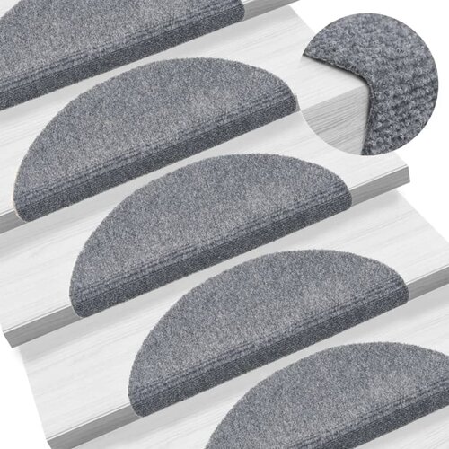  Prostirke za stepenice, samoljepljive, 15 kom, 56x17x3 cm, svijetlo sive, poluokrugle Cene