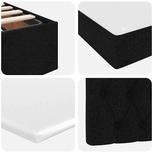  Krevet S LED lampica s uzglavljem Crna 140 x 200 cm tkanina Slike