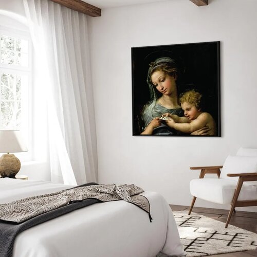  Slika - Rafael Santi &amp;ndash; The Virgin of the Rose 80x80 U crnom drvenom okviru Slike