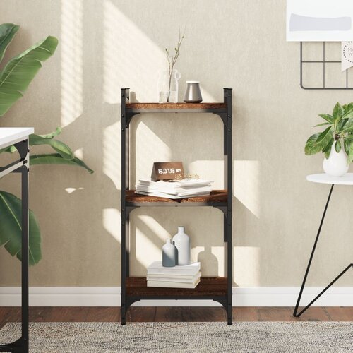 vidaXL Regal za knjige s 3 razine smeđa boja hrasta 40x30x86 cm drveni Cijene