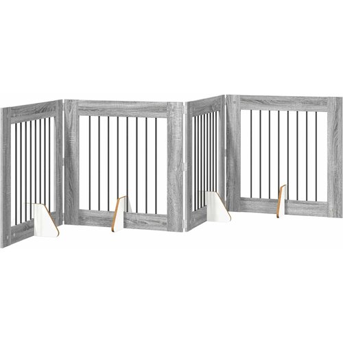  Vrata za pse s postoljem 4 pcs Siva sonoma 80 x 80 cm Slike