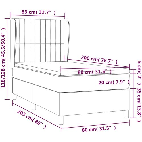 Box spring krevet s madracem crni 80 x 200 cm bar&amp;scaron;unasti Slike