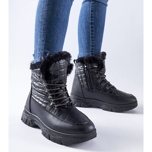 Gemre Black insulated platform snow boots Dwayn Cene