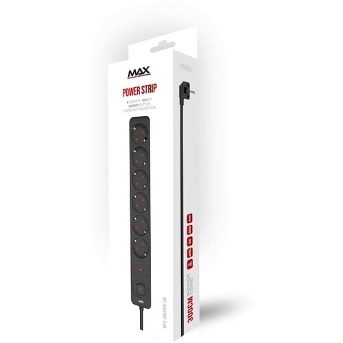 Max produžni kabel s prekidačem, MPS-106SB-3M, 6 utičnica 3 m, crni Cene