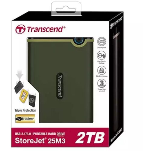 Transcend StoreJet (TS2TSJ25M3G) 2TB zeleni eksterni hard disk Slike
