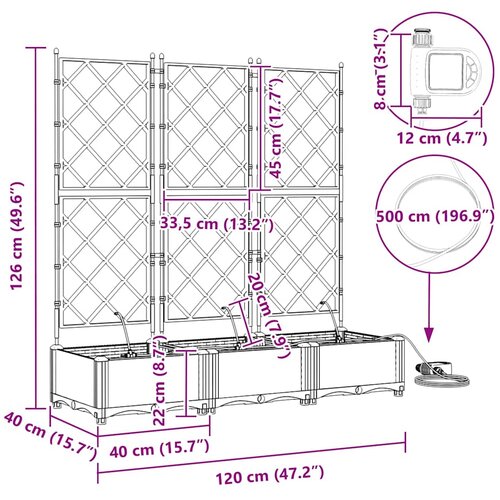  Vrtna saksija 3 pcs Smeđa 120 x 40 x 126 cm Plastika Slike