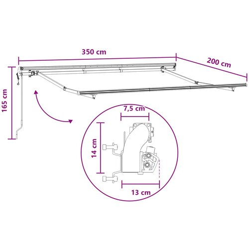  Skrovita tenda Pijesak 3,5 x 2 m tkanina Slike