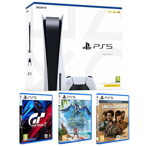 Sony konzola PlayStation 5 PS5 + 3 igre (Gran Turismo 7 + Horizon FW + Uncharted) Slike