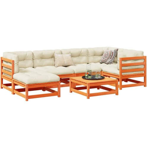 vidaXL 7-dijelni set vrtnih sofa s jastucima voštano smeđi od borovine Cene