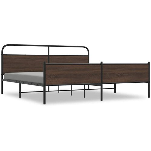 vidaXL Kovinski posteljni okvir brez vzmetnice rjavi hrast 200x200 cm, (21609479) Cene
