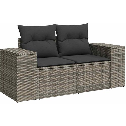  6-dijelni set vrtnih sofa od poliratana s jastucima sivi Slike