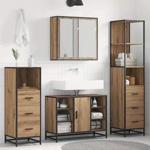 vidaXL Komplet pohi&scaron;tva za kopalnico s predalom 4 pcs artisan hrast Cene