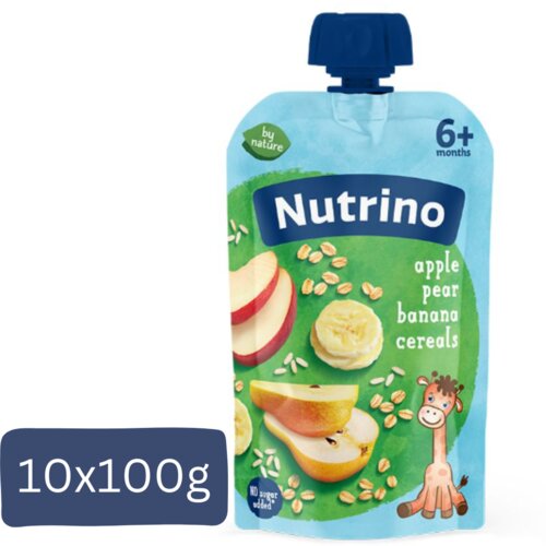 Nutrino pire od voća, Jabuka, kru&amp;scaron;ka, banana i žitarice, 100g, 10 komada Slike