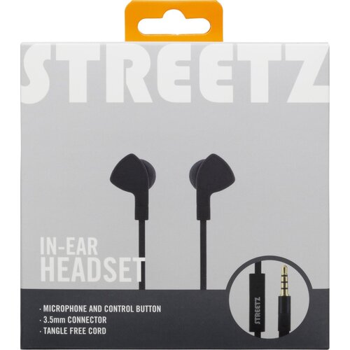 Streetz E110 In-ear slušalke na žico, daljinski upravljalnik z 1 gumbom, 3,5 mm priključek, mikrofon, črne, (21358137) Cene