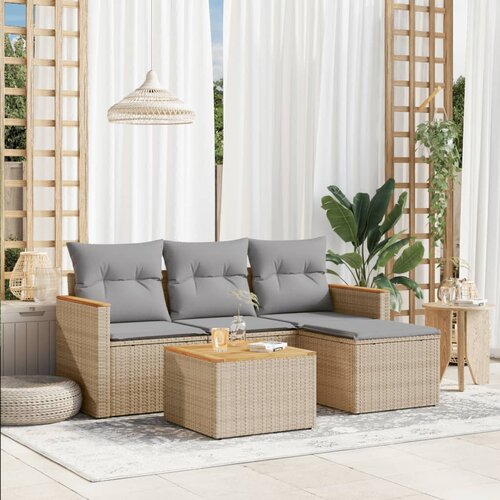 vidaXL 5-dijelni set vrtnih sofa s jastucima bež od poliratana Cijene
