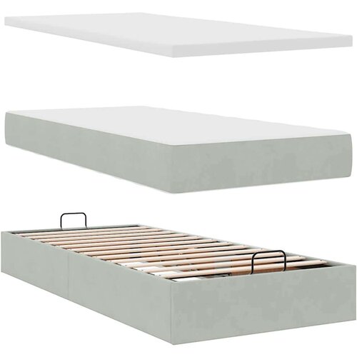 VidaXL Okvir za krevet s madracima svjetlosivi 80x200 cm bar&amp;scaron;unasti Slike