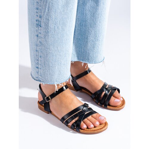 SHELOVET Black Flat Women's Sandals Slike