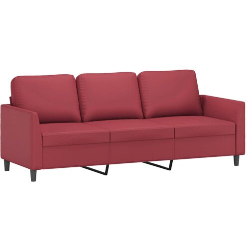  3-dijelni set sofa s jastucima boja vina od umjetne kože Slike