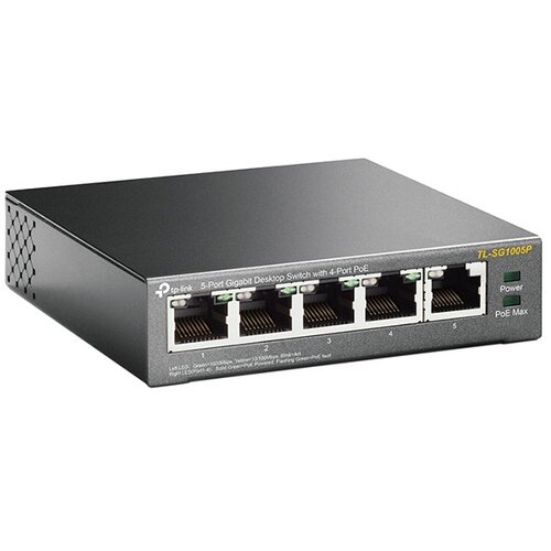 Tp-link TL-SG1005P 5-Port Gigabit Unmanaged Switch with 4-Port PoE+, 802.3af/at PoE+, 65W PoE Power supply, 802.1p/DSCP QoS for Slike