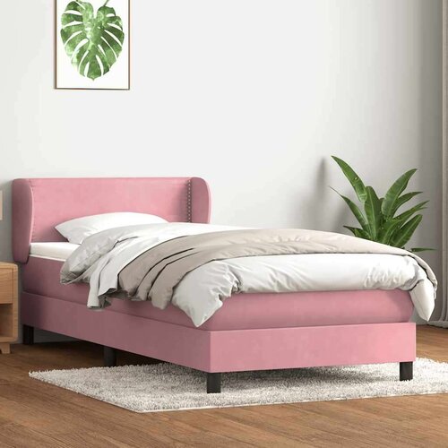 Box spring postelja z vzmetnico roza 90x210 cm žamet, (21792439) Slike