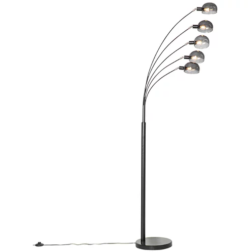 QAZQA Dizajnerska talna svetilka črna z dimnim steklom 5-svetlobna - Sixties Marmo