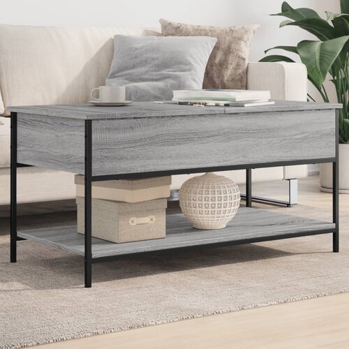 VidaXL Stolić za kavu siva boja hrasta 100x50x50 cm od drva i metala Slike