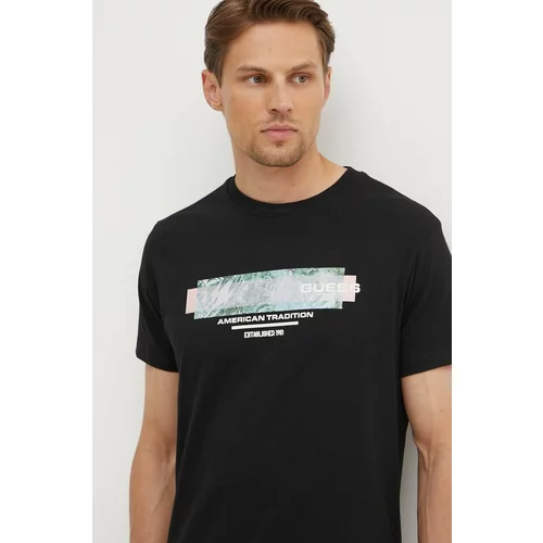 Guess Pamučna majica za muškarce, boja: crna, s tiskom, M4YI03 I3Z14