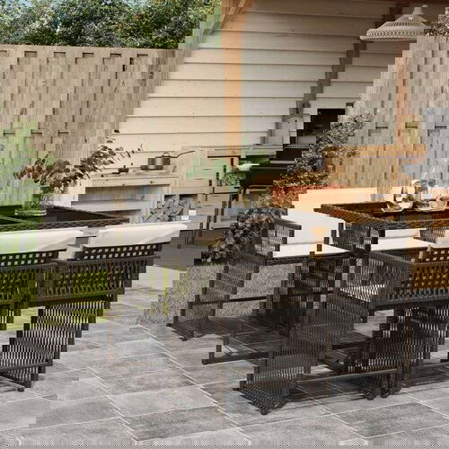  5-dijelni vrtni blagovaonski set s jastucima poliratan smeđi Cijene