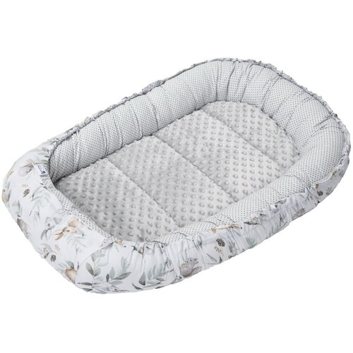 Medi Partners Baby cocoon/nest – Deer in leaves + gray Minky Cene