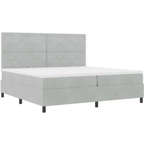  LED Box Spring Krevet Svijetlo siva 200 x 200 cm Bar&amp;scaron;un Svjetlosiva Slike