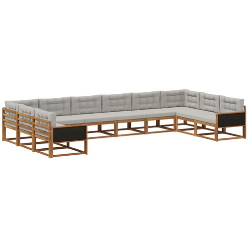 vidaXL Zunanja garnitura za sedenje 10 pcs Naravna in svetlo siva, (5000281616) Cene