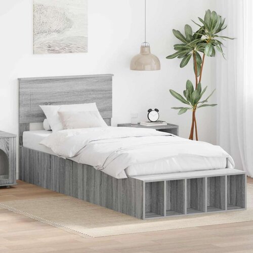  Okvir za krevet s policom Siva Sonoma 100 x 200 cm - Sivi hrast sonoma 100 x 200 cm Cijene