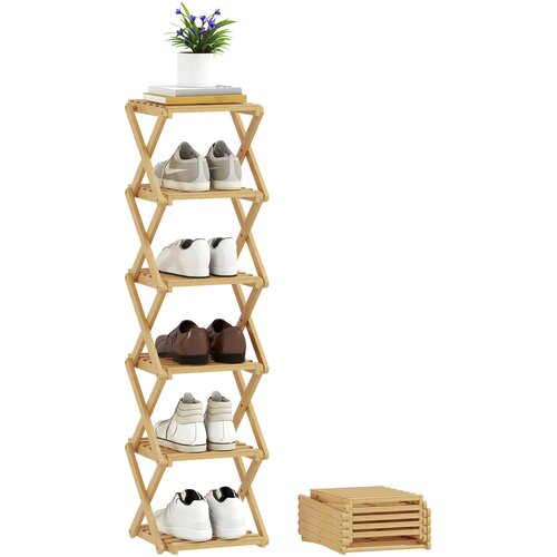 HOMCOM stojalo za čevlje bambus 30D x 29&Scaron; x 108V cm naravni les, (5000242258) Cene