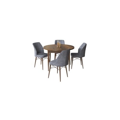 Hanah home rox - baroque, fume baroquefume dining table &amp;amp; chairs set (5 pieces) Slike