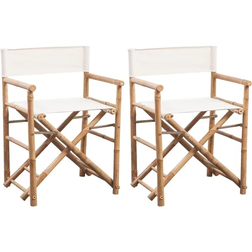  Zložljivi režiserski stoli 2 kosa bambus in platno