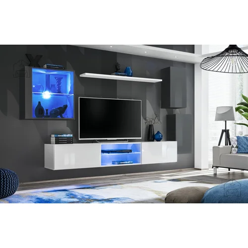 ASM Meble Dnevni TV regal Switch XXIII 250 cm LED - grafit/bel