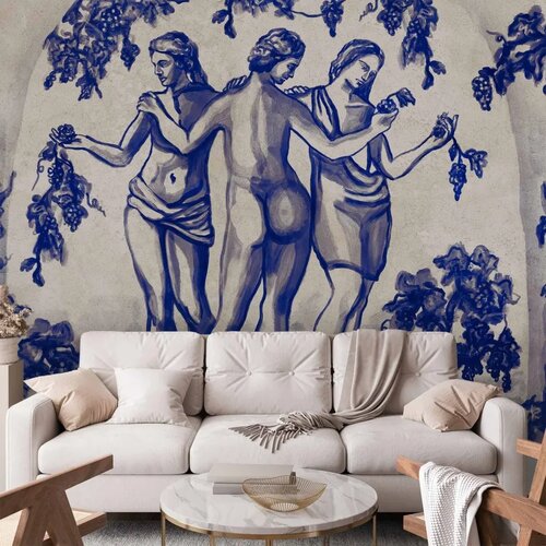  Foto tapeta - Ancient vineyard - three women in a portal painted with blue ink 441x315 Samoljepljiva Cene