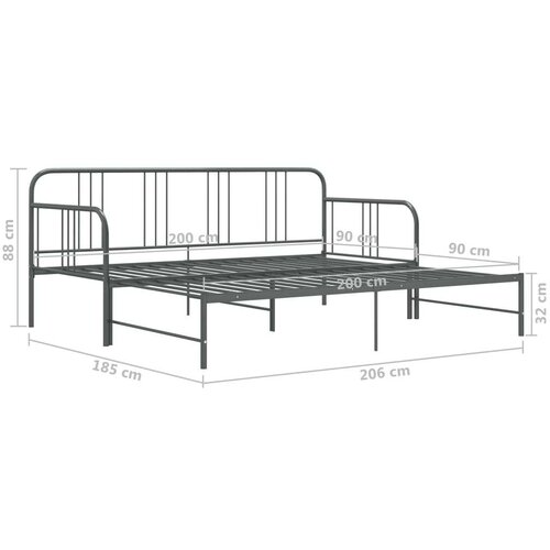 VidaXL okvir za krevet na razvlačenje sivi metalni 90 x 200 cm Slike