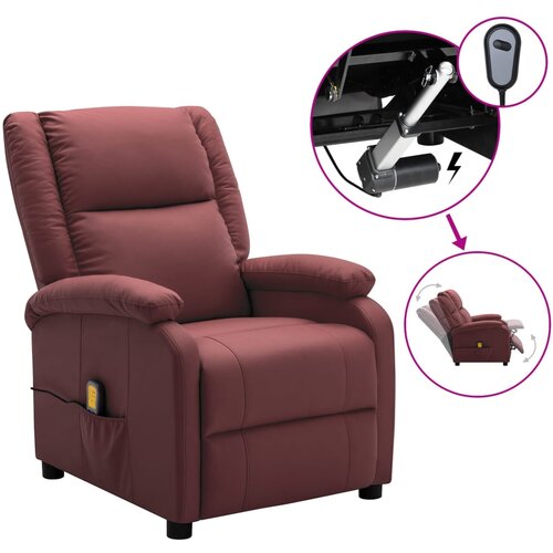 VidaXL električni masažni naslonjač od umjetne kože crvena boja vina Slike