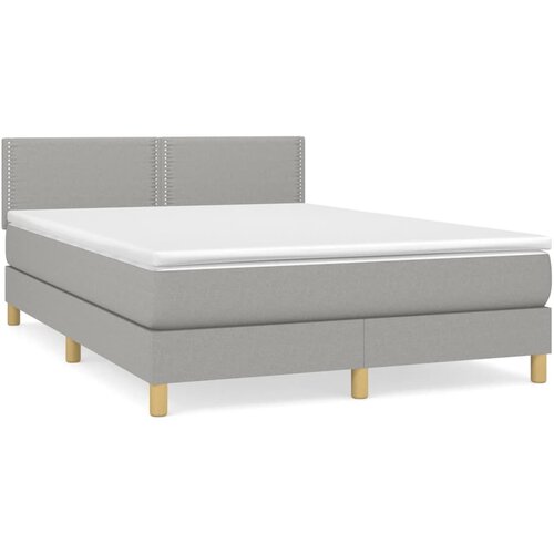 Maison Chic Box spring posteljni - Vzmetna postelja z vzmetnico svetlo siv 140x190 cm blago SL13025, (21900420) Cene