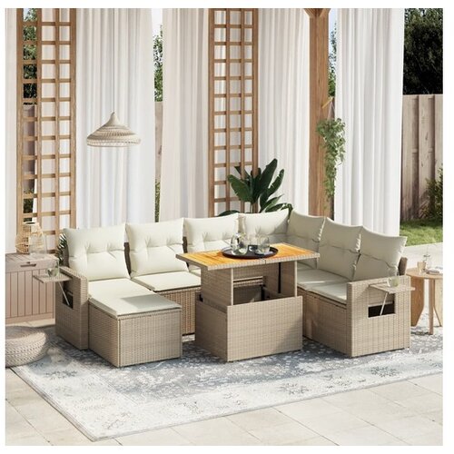 vidaXL 8-dijelni set vrtnih sofa od poliratana s jastucima bež Cijene