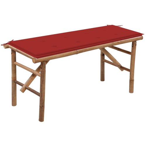The Living Store Zložljiva vrtna klop z blazino 118 cm bambus - Vrtna Klop, (21437889) Slike