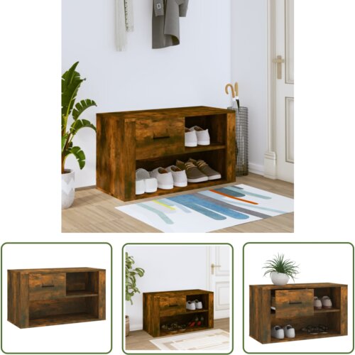 The Living Store Omarica za čevlje dimljeni hrast 80x35x45 cm inženirski les - Omarica Za Čevlje, (21744563) Cene