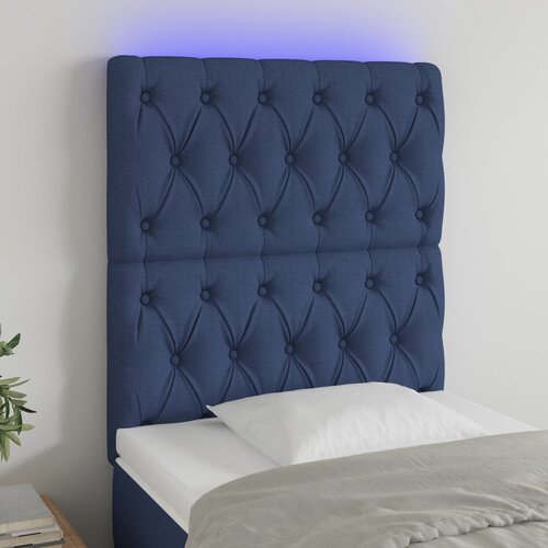 The Living Store LED posteljno vzglavje modro 80x7x118/128 cm blago - LED Vzglavje, (21660091) Slike
