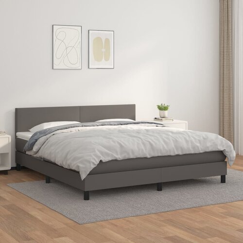 VidaXL Krevet s oprugama i madracem sivi 180 x 200 cm od umjetne kože Slike