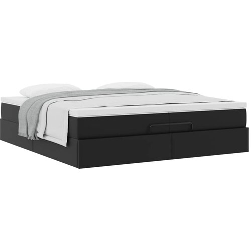 vidaXL Otomanski okvir kreveta s madracima crni 200x200cm umjetna koža Cene
