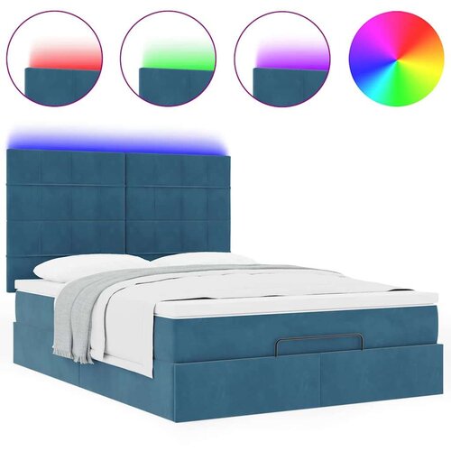  Otomanski krevet s madracem&amp;amp;amp LED tamnoplavi 140x190cm bar&amp;scaron;unasti Slike