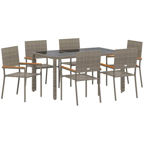 vidaXL Komplet za jedilnico v vrtu 7 pcs Siva poli ratan, (5000288372) Cene